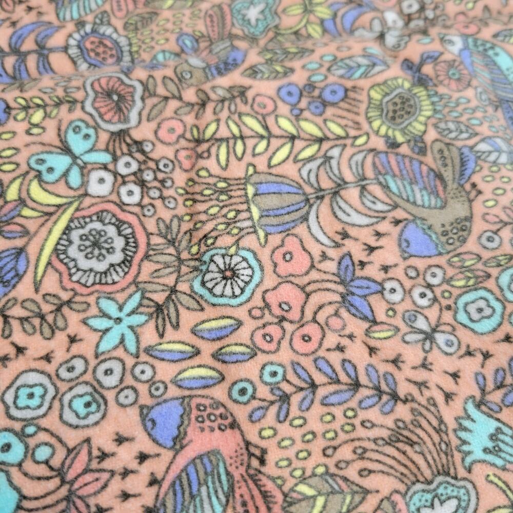 Joann Exclusive Bird Floral Flannel Fabric 44x32" Peach Nature Boho Print